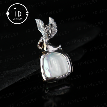 Handmade Angel Pendant | Baroque Pearl Jewelry with Carnelian | Amulet Gift | Fantasy Art Jewelry