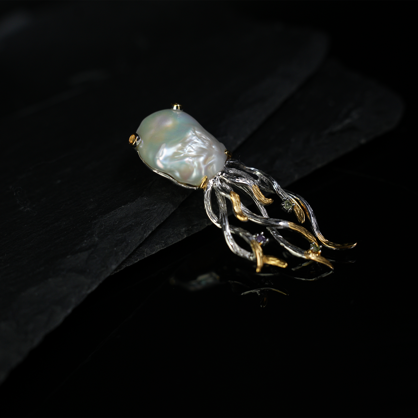 Mystic Baroque Pearl Pendant | Handmade Fantasy Jewelry | Nature Inspired Amulet | Artistic Design Necklace | Unique Gift Idea