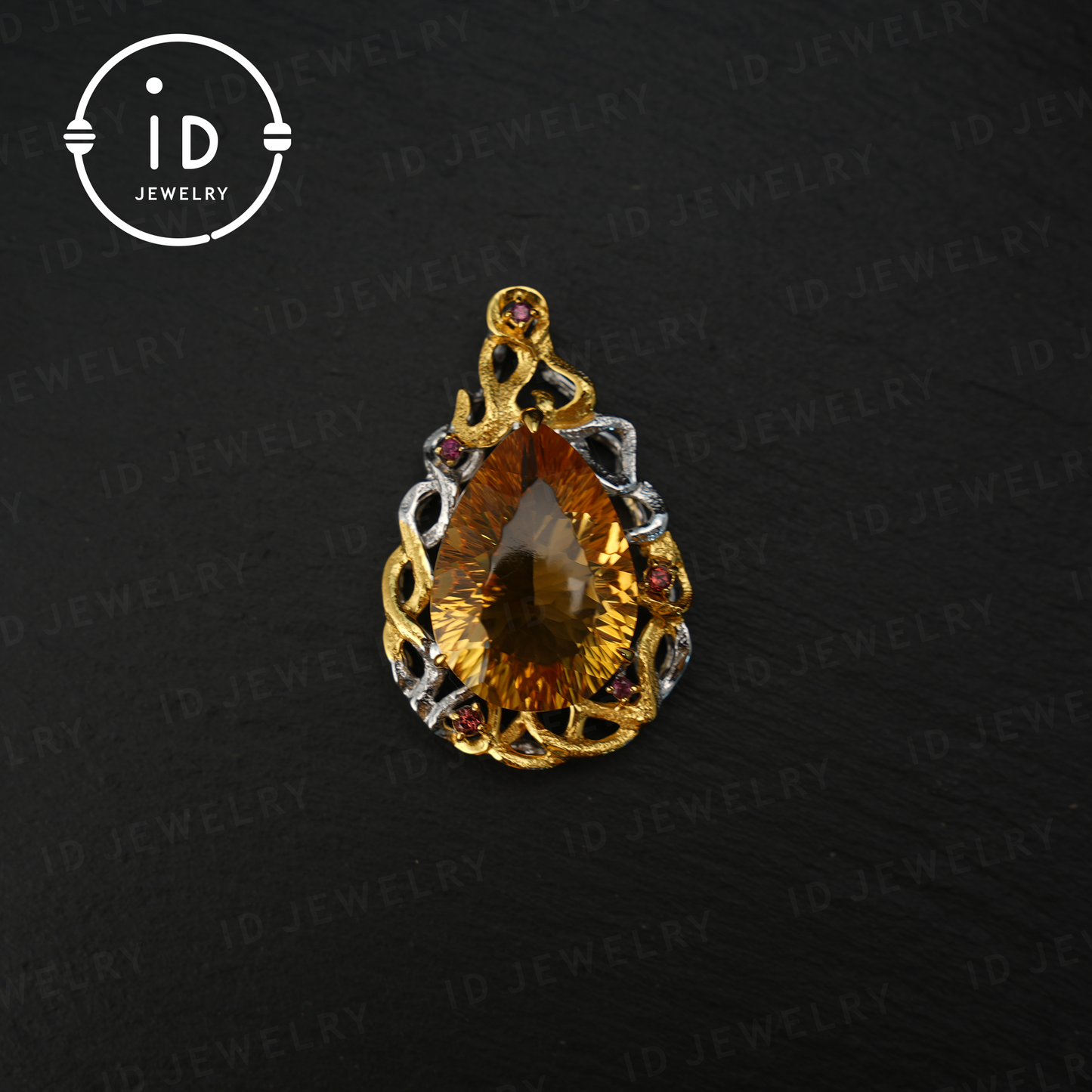 Elegant Yellow Citrine Pendant, Royal Crown Design, Handmade Jewelry, Luxurious Statement Piece, Perfect Gift for Special Occasions