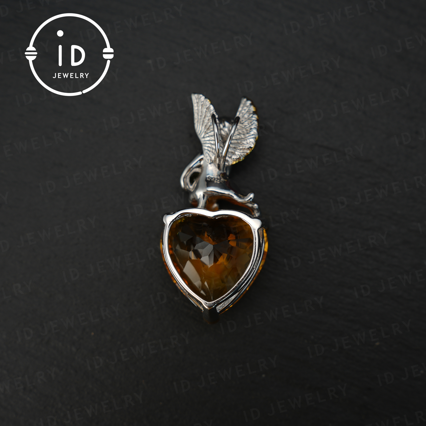 Angel Citrine Pendant, Heart Shaped Yellow Gemstone, 925 Silver Jewelry, Handmade Gift for Women, Birthday Gift, Guardian Angel Jewelry