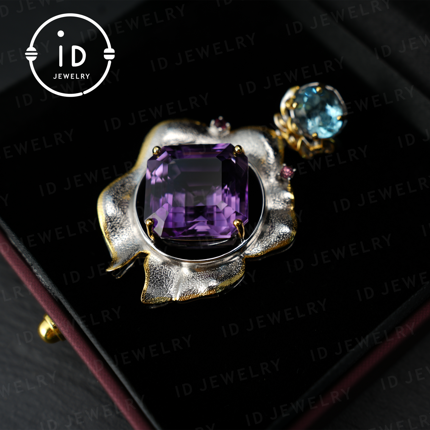 Handmade amethyst flower pendant, vintage style, large gemstone pendant, unique design