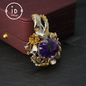 Handmade Amethyst Pendant & Brooch| Vintage Bird Design| Nature Inspired Jewelry| K Gold Plated| Gemstone Statement Piece