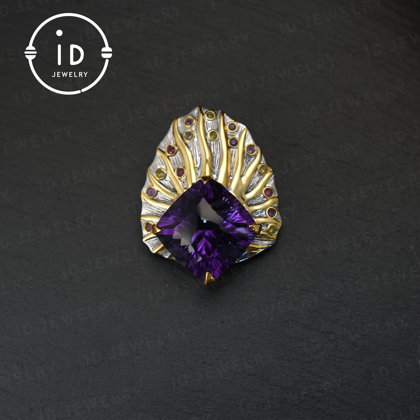 Natural amethyst brooch pendant dual-purpose| vintage style| luxury amethyst jewelry| women's gift