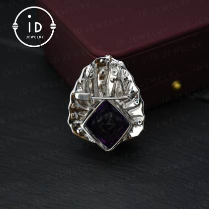 Natural amethyst brooch pendant dual-purpose| vintage style| luxury amethyst jewelry| women's gift