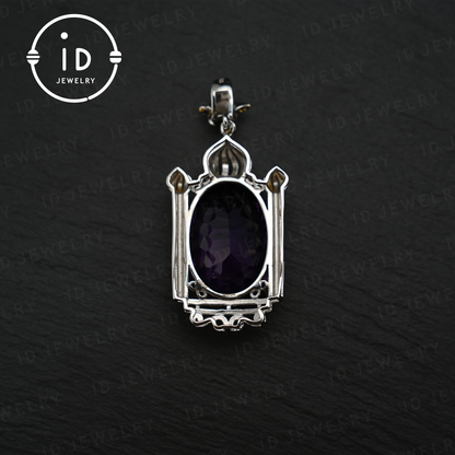 Luxurious Amethyst Pendant, Baroque Style, Handmade Jewelry, Gold-Plated Gemstone Pendant, Gift for Women