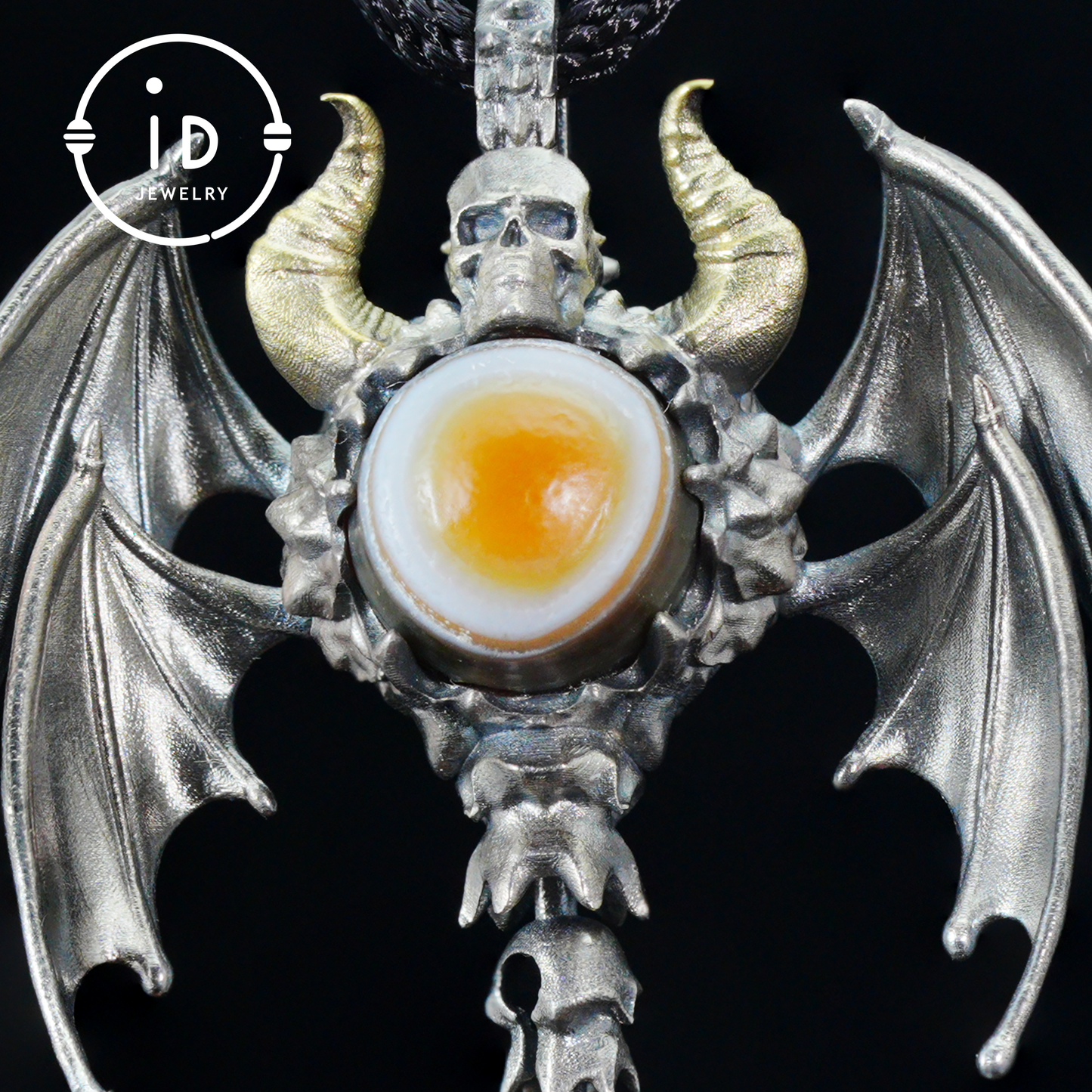 Gothic Totem Pendant | Amethyst Drop & Opal Eye | Handmade 925 Silver & Brass Necklace for Him