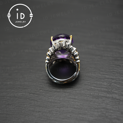 Natural Amethyst Ring, Vintage Style, 18K Gold Plated, Statement Jewelry, Engagement Ring, Luxury Gemstone Jewelry, Gift for Women