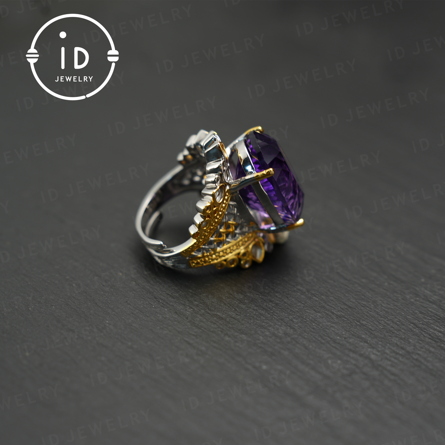 Natural Amethyst Ring, Vintage Style, 18K Gold Plated, Statement Jewelry, Engagement Ring, Luxury Gemstone Jewelry, Gift for Women