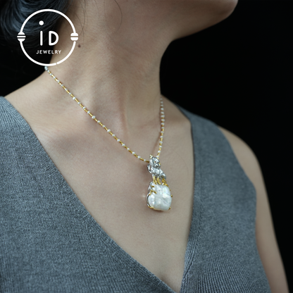 Cute Dog Pendant | Baroque Pearl | Handmade Jewelry | Gift for Dog Lovers | Protective Amulet