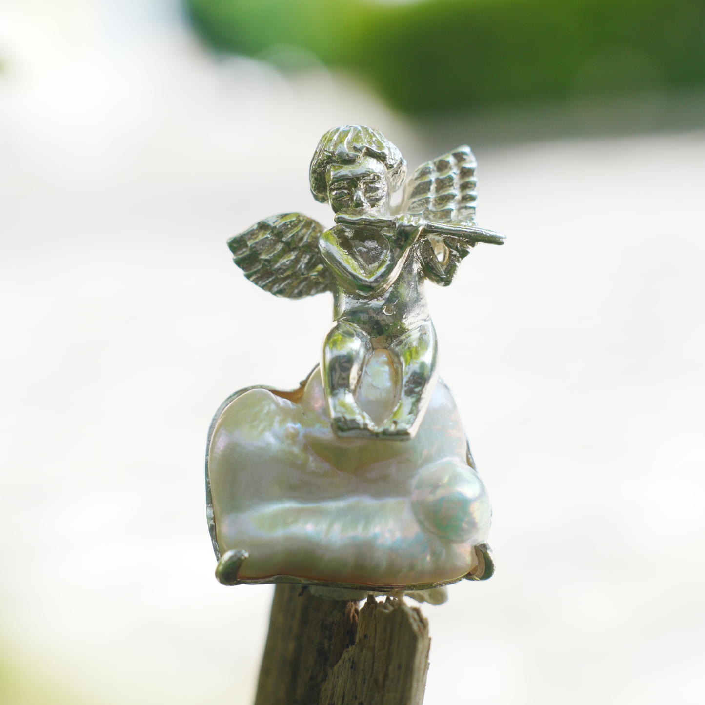 925 Silver Angel Pendant Brooch | Pearl Cloud Jewelry | Gift of Protection & Peace for Her