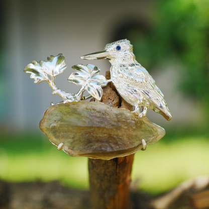 Libyan Desert Glass Bird Pendant Brooch | 925 Silver Handmade Jewelry
