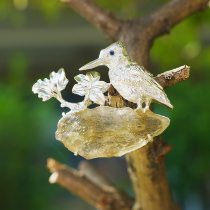 Libyan Desert Glass Bird Pendant Brooch | 925 Silver Handmade Jewelry