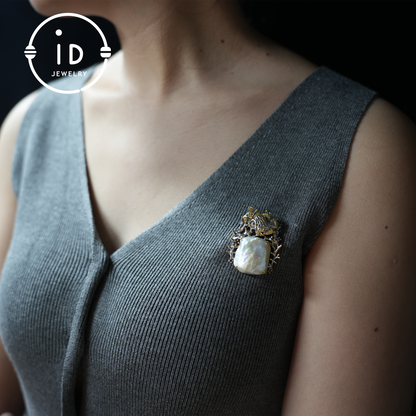 Baroque Pearl Goldfish Brooch Pendant | Handmade Artistic Jewelry | Ocean Theme Jewelry| Vintage Design | Brooch & Pendant Combo