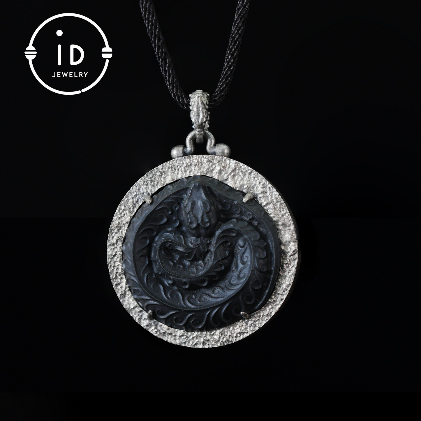 Mystic Black Jade Dragon Amulet Necklace | 925 Sterling Silver Totem Pendant | Taoist Spirit Guardian Talisman | Handmade Gothic Asian Jewelry