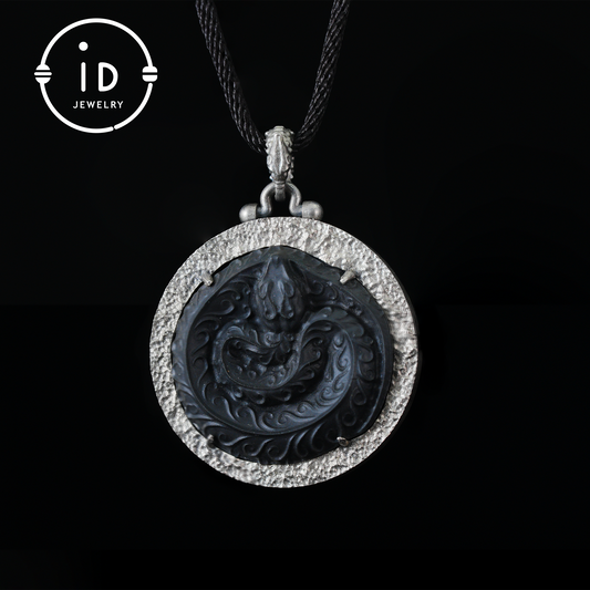 Mystic Black Jade Dragon Amulet Necklace | 925 Sterling Silver Totem Pendant | Taoist Spirit Guardian Talisman | Handmade Gothic Asian Jewelry