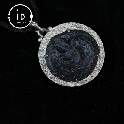 Mystic Black Jade Dragon Amulet Necklace | 925 Sterling Silver Totem Pendant | Taoist Spirit Guardian Talisman | Handmade Gothic Asian Jewelry