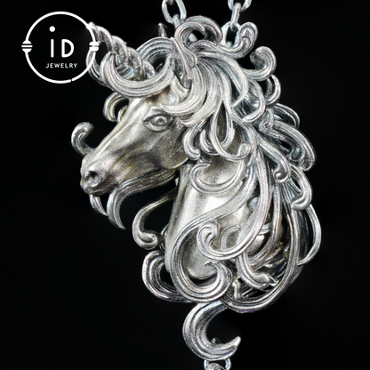 Unicorn Necklace with Amethyst Drop – 925 Sterling Silver Mystical Pendant – Fantasy Spirit Animal Jewelry for Women