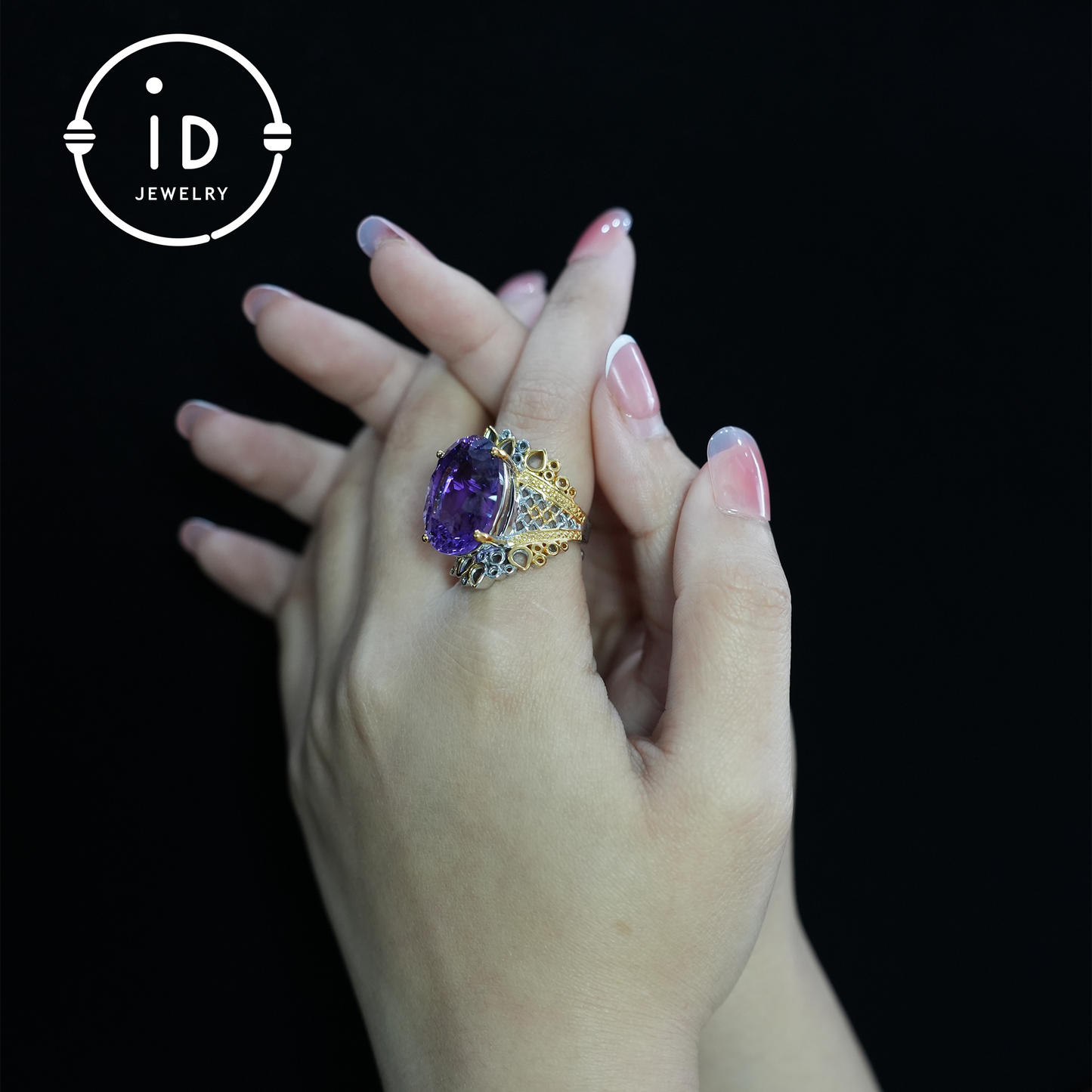 Natural Amethyst Ring, Vintage Style, 18K Gold Plated, Statement Jewelry, Engagement Ring, Luxury Gemstone Jewelry, Gift for Women