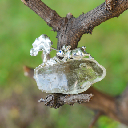 Libyan Desert Glass Rabbit Pendant Brooch | 925 Silver Fairytale Jewelry Gift for Her