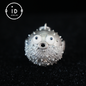 Whimsical Pufferfish Pendant in Sterling Silver – Emotional Support Charm – Cute Ocean Totem Necklace – Turquoise & Onyx Eyes – Healing Gift Idea