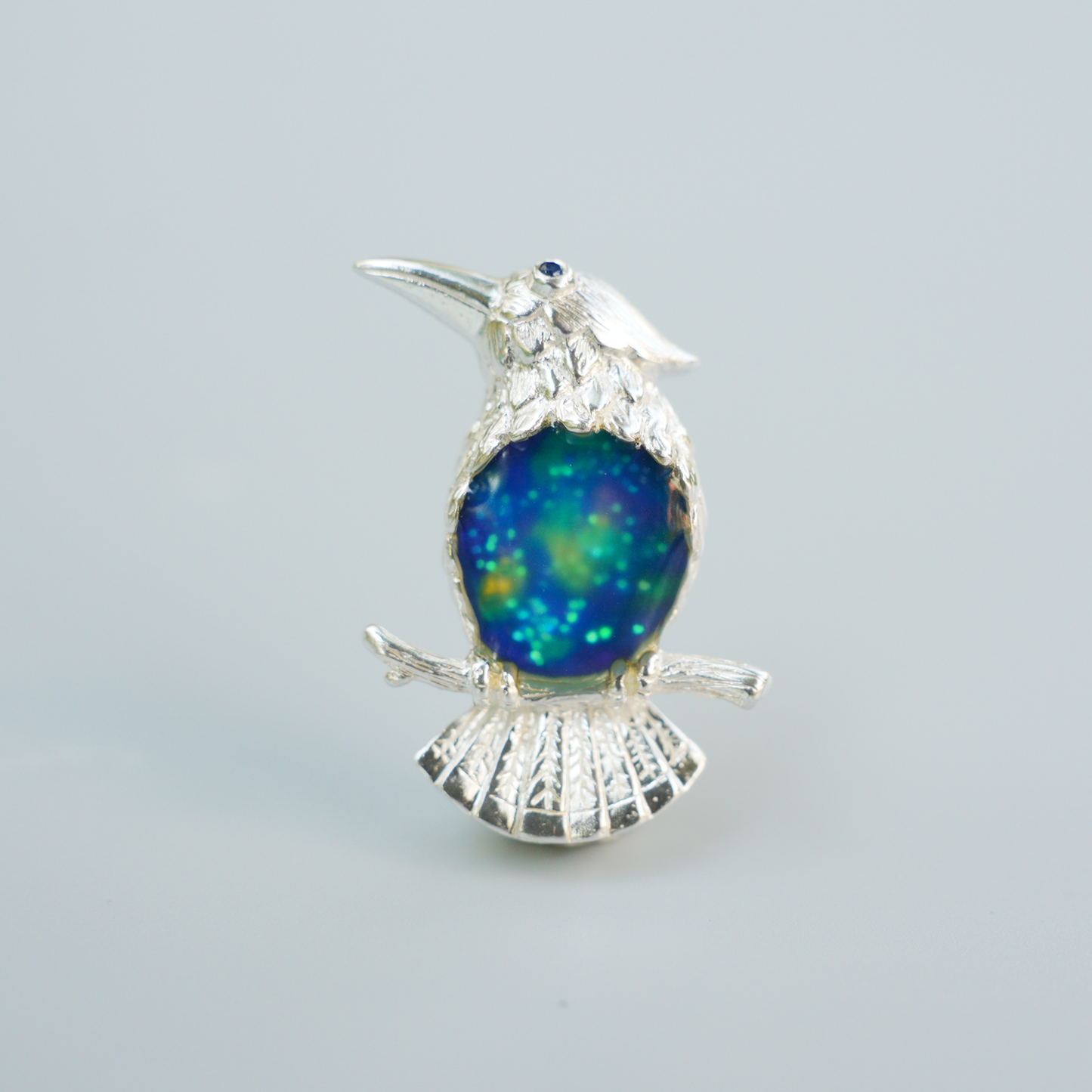 925 Silver Bird Pendant Brooch | Enamel Celestial Jewelry | Nature Gift for Her