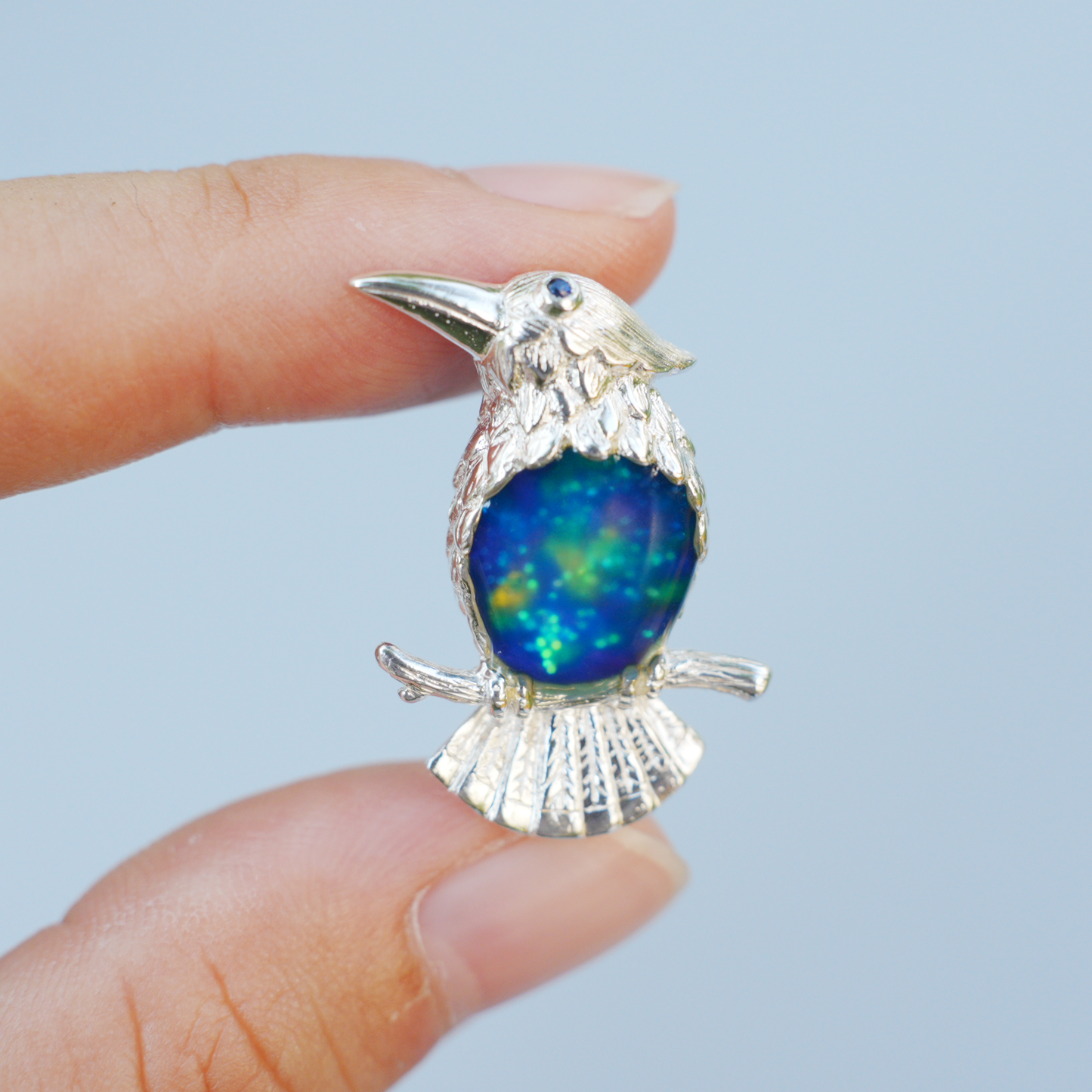 925 Silver Bird Pendant Brooch | Enamel Celestial Jewelry | Nature Gift for Her