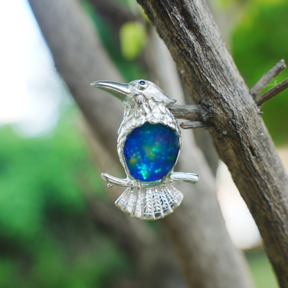 925 Silver Bird Pendant Brooch | Enamel Celestial Jewelry | Nature Gift for Her