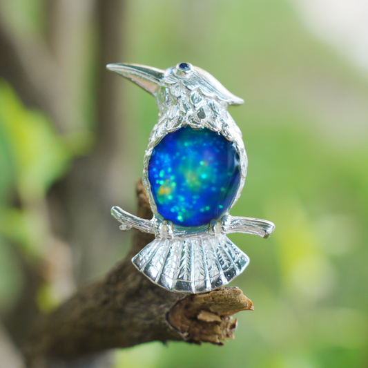 925 Silver Bird Pendant Brooch | Enamel Celestial Jewelry | Nature Gift for Her