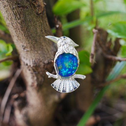 925 Silver Bird Pendant Brooch | Enamel Celestial Jewelry | Nature Gift for Her