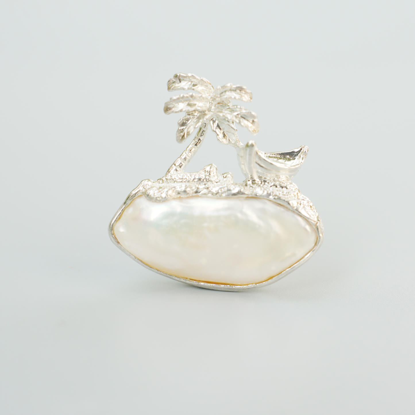 925 Silver Palm Island Pendant | Baroque Pearl Necklace | Summer Beach Gift for Her