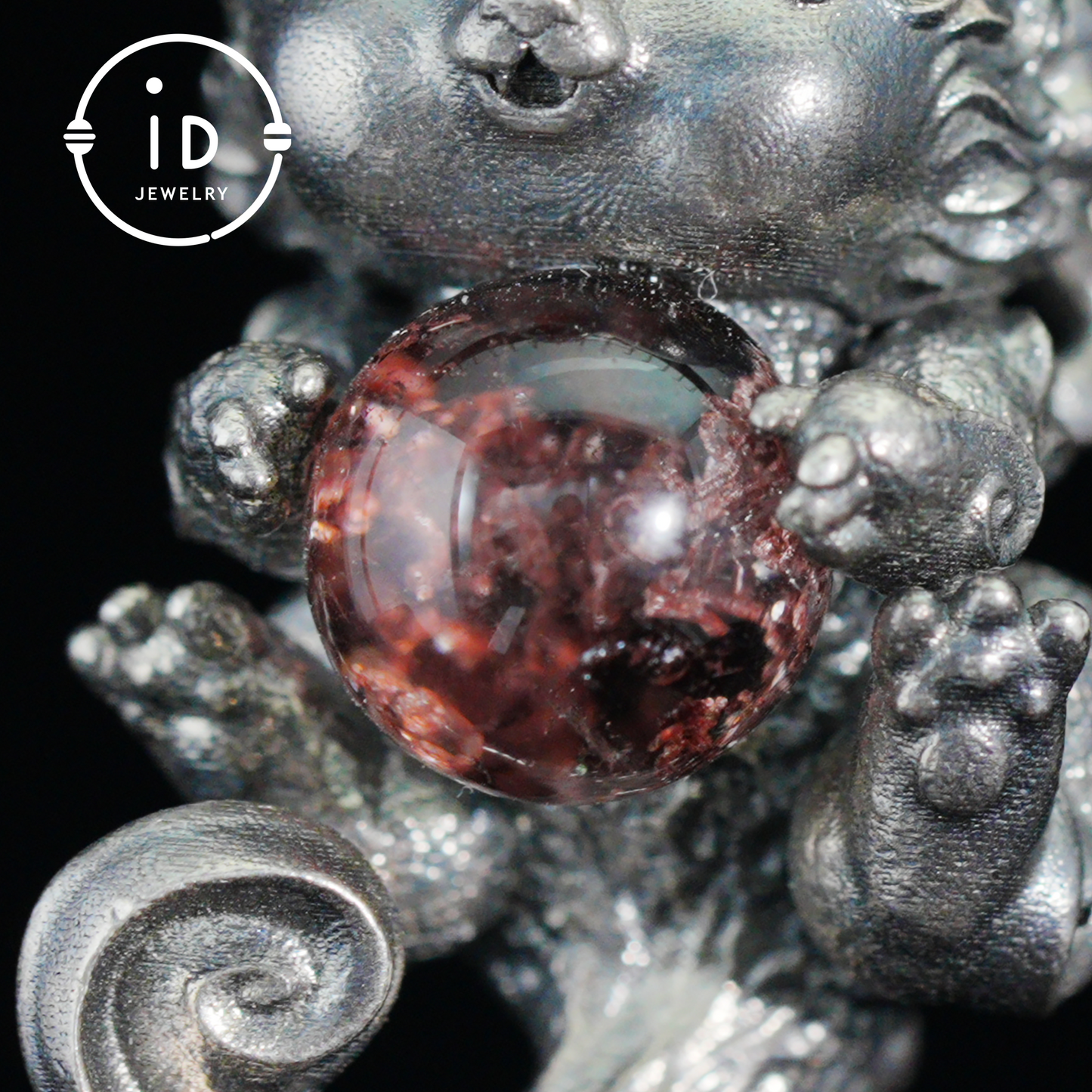 Mystical Chinese Pixiu Guardian Pendant – Sterling Silver Wish-Beast Amulet with Phantom Quartz – Spiritual Totem Jewelry