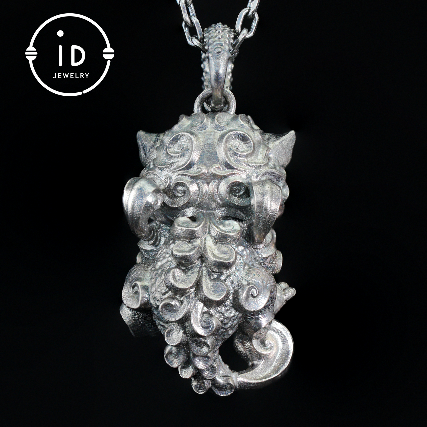 Mystical Chinese Pixiu Guardian Pendant – Sterling Silver Wish-Beast Amulet with Phantom Quartz – Spiritual Totem Jewelry