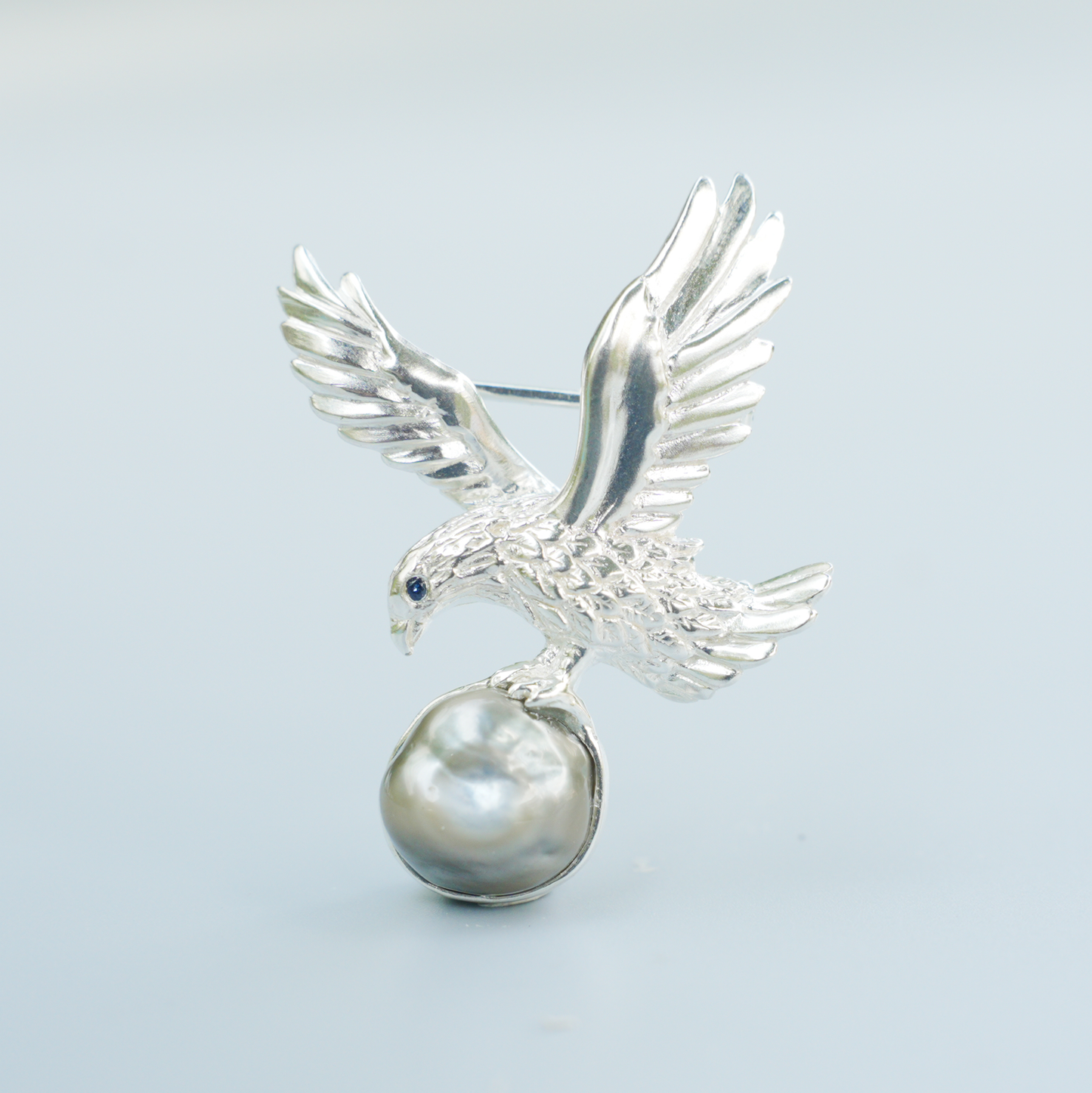 925 Silver Eagle Pendant Brooch | Keshi Pearl Jewelry | Elegant Gift for Her