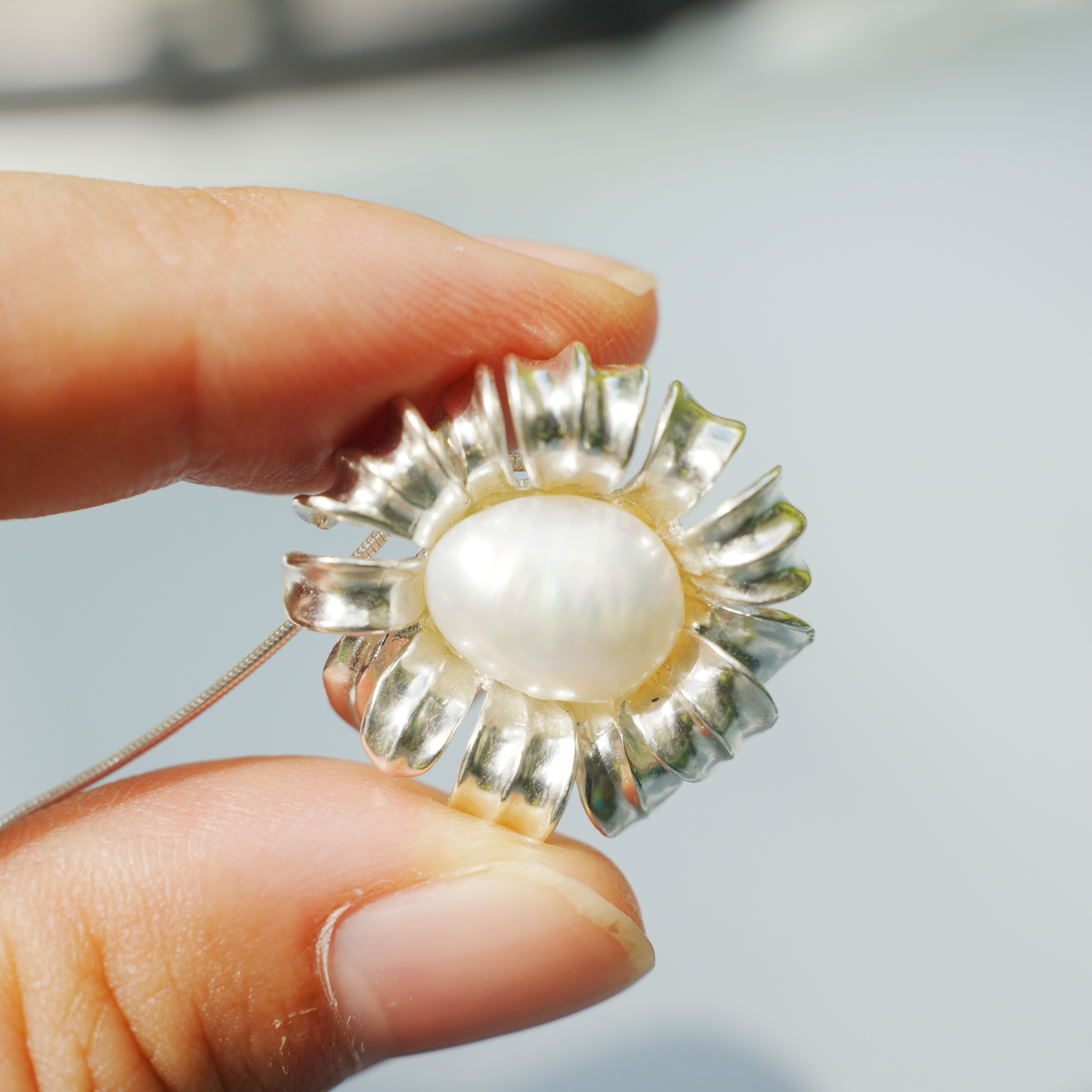 Baroque Freshwater Pearl Pendant | 925 Silver Floral Jewelry | Wedding Gift for Her
