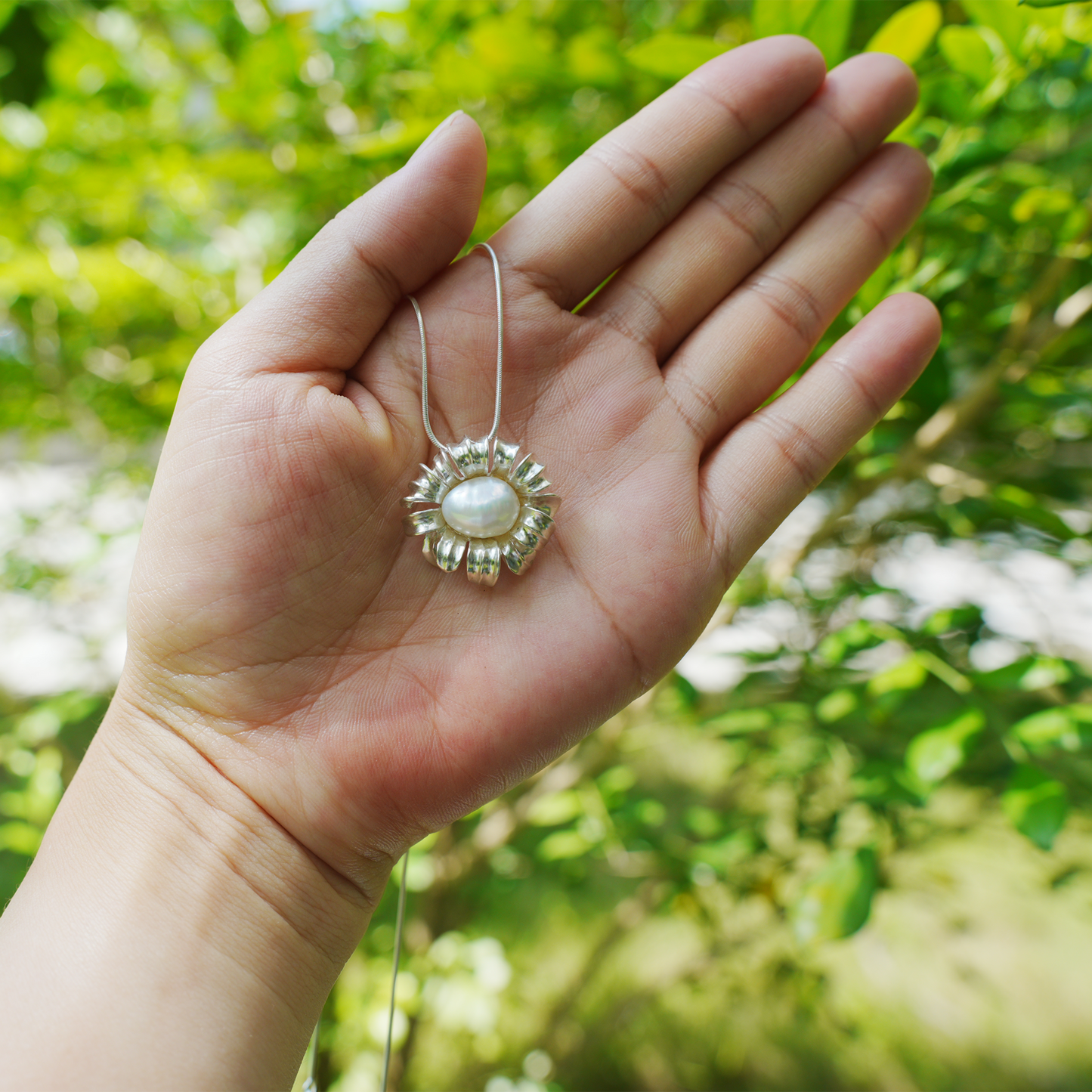 Baroque Freshwater Pearl Pendant | 925 Silver Floral Jewelry | Wedding Gift for Her