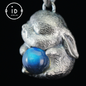 Moon Rabbit Necklace in Sterling Silver – Blue Labradorite Wishing Pendant – Spiritual Animal Totem Jewelry – Cute Bunny Charm for Inner Peace