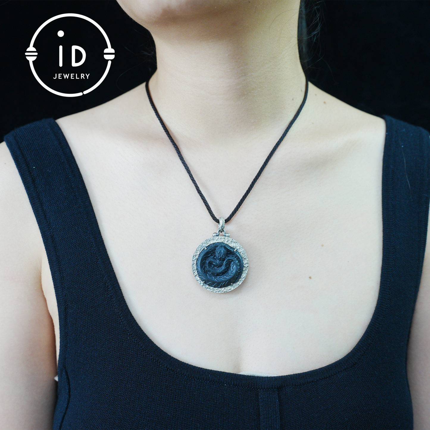 Mystic Black Jade Dragon Amulet Necklace | 925 Sterling Silver Totem Pendant | Taoist Spirit Guardian Talisman | Handmade Gothic Asian Jewelry