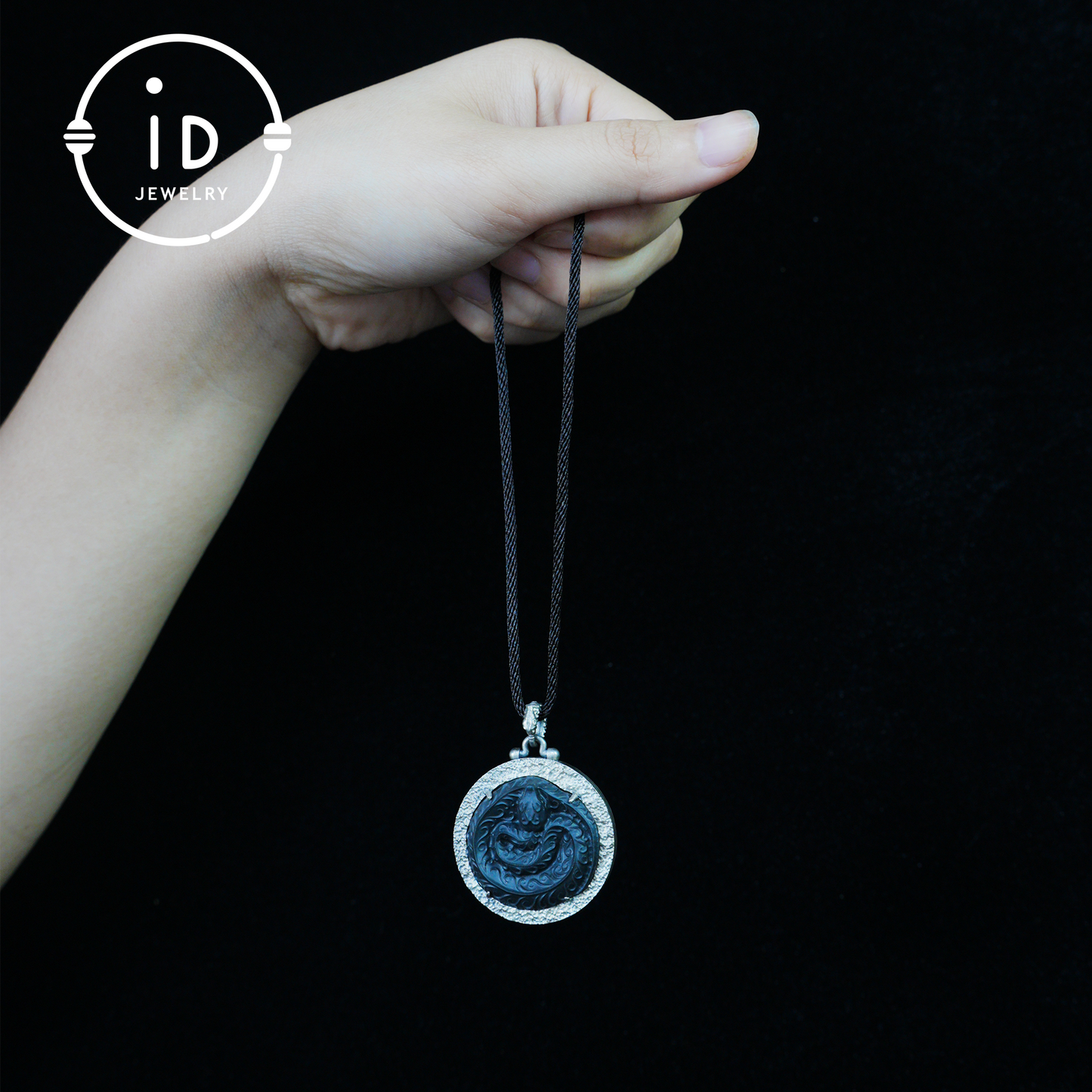 Mystic Black Jade Dragon Amulet Necklace | 925 Sterling Silver Totem Pendant | Taoist Spirit Guardian Talisman | Handmade Gothic Asian Jewelry