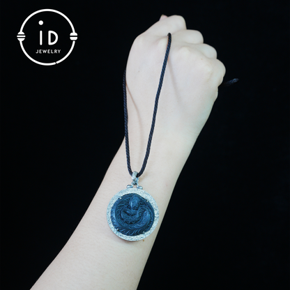 Mystic Black Jade Dragon Amulet Necklace | 925 Sterling Silver Totem Pendant | Taoist Spirit Guardian Talisman | Handmade Gothic Asian Jewelry