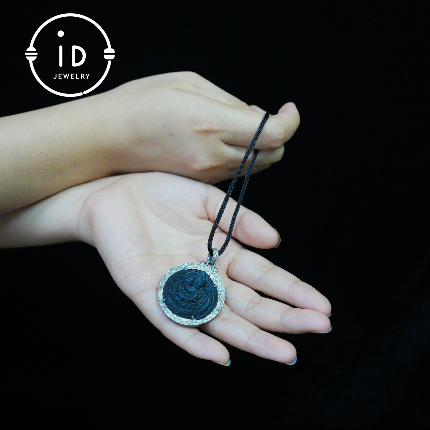 Mystic Black Jade Dragon Amulet Necklace | 925 Sterling Silver Totem Pendant | Taoist Spirit Guardian Talisman | Handmade Gothic Asian Jewelry