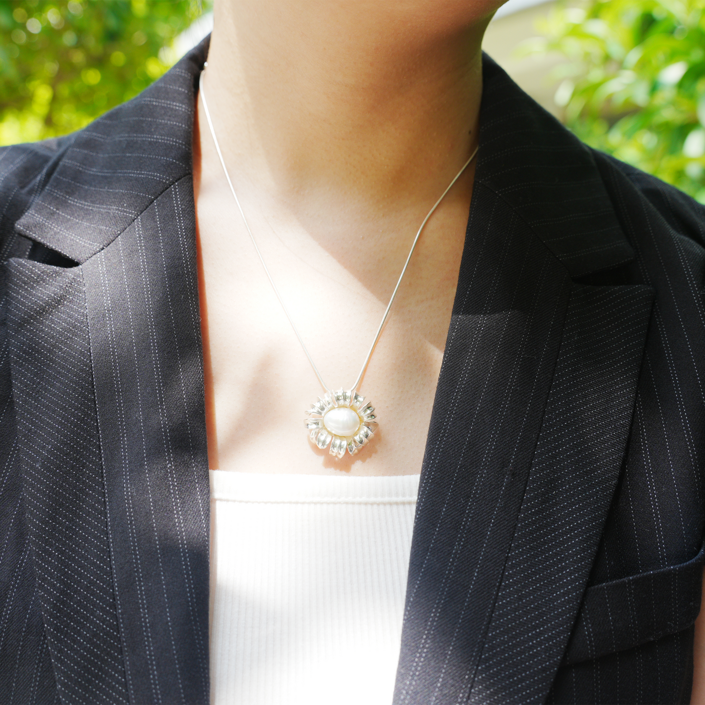 Baroque Freshwater Pearl Pendant | 925 Silver Floral Jewelry | Wedding Gift for Her