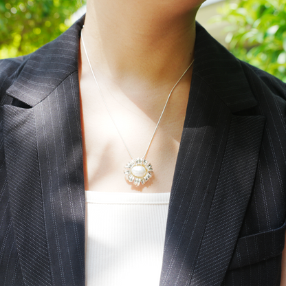 Baroque Freshwater Pearl Pendant | 925 Silver Floral Jewelry | Wedding Gift for Her