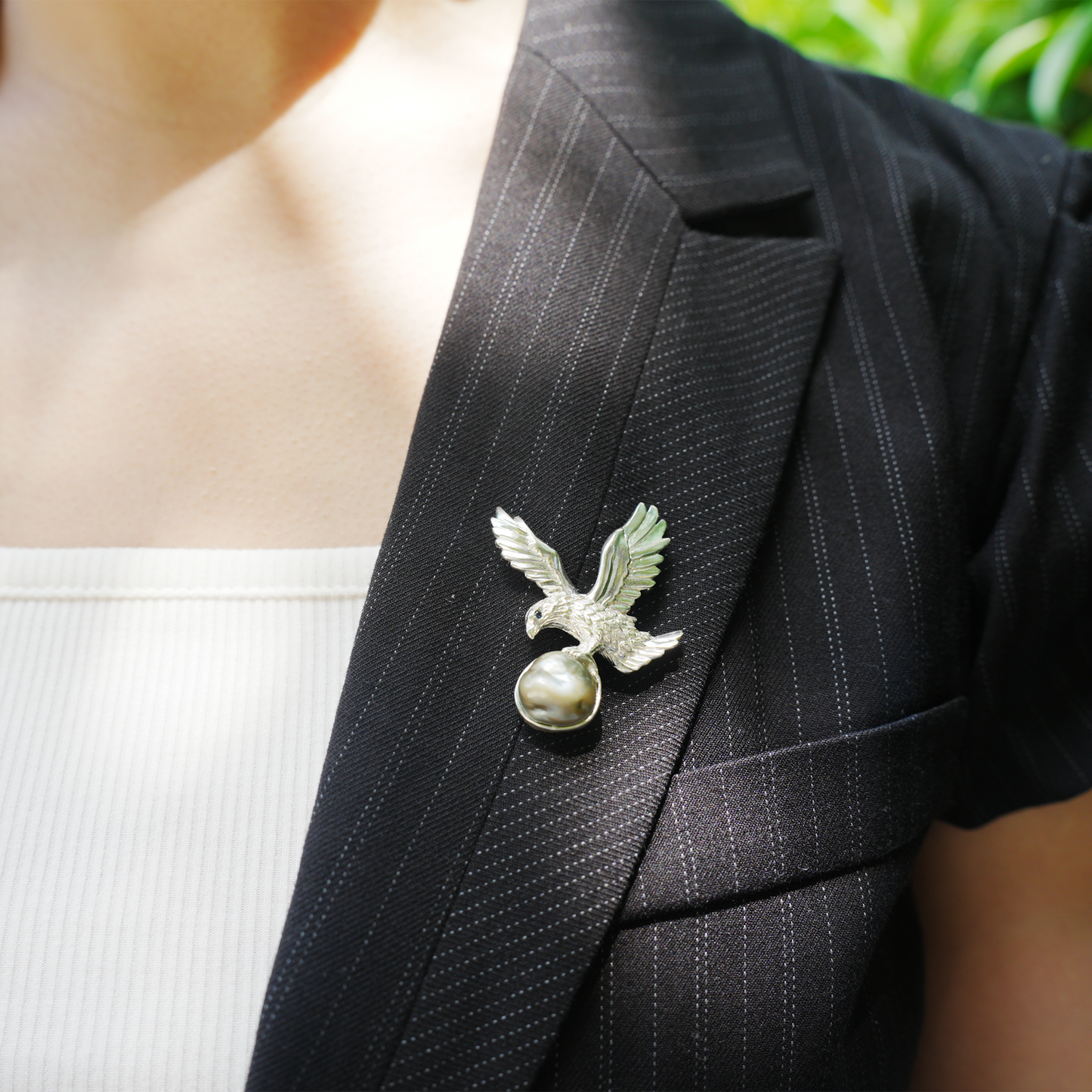 925 Silver Eagle Pendant Brooch | Keshi Pearl Jewelry | Elegant Gift for Her