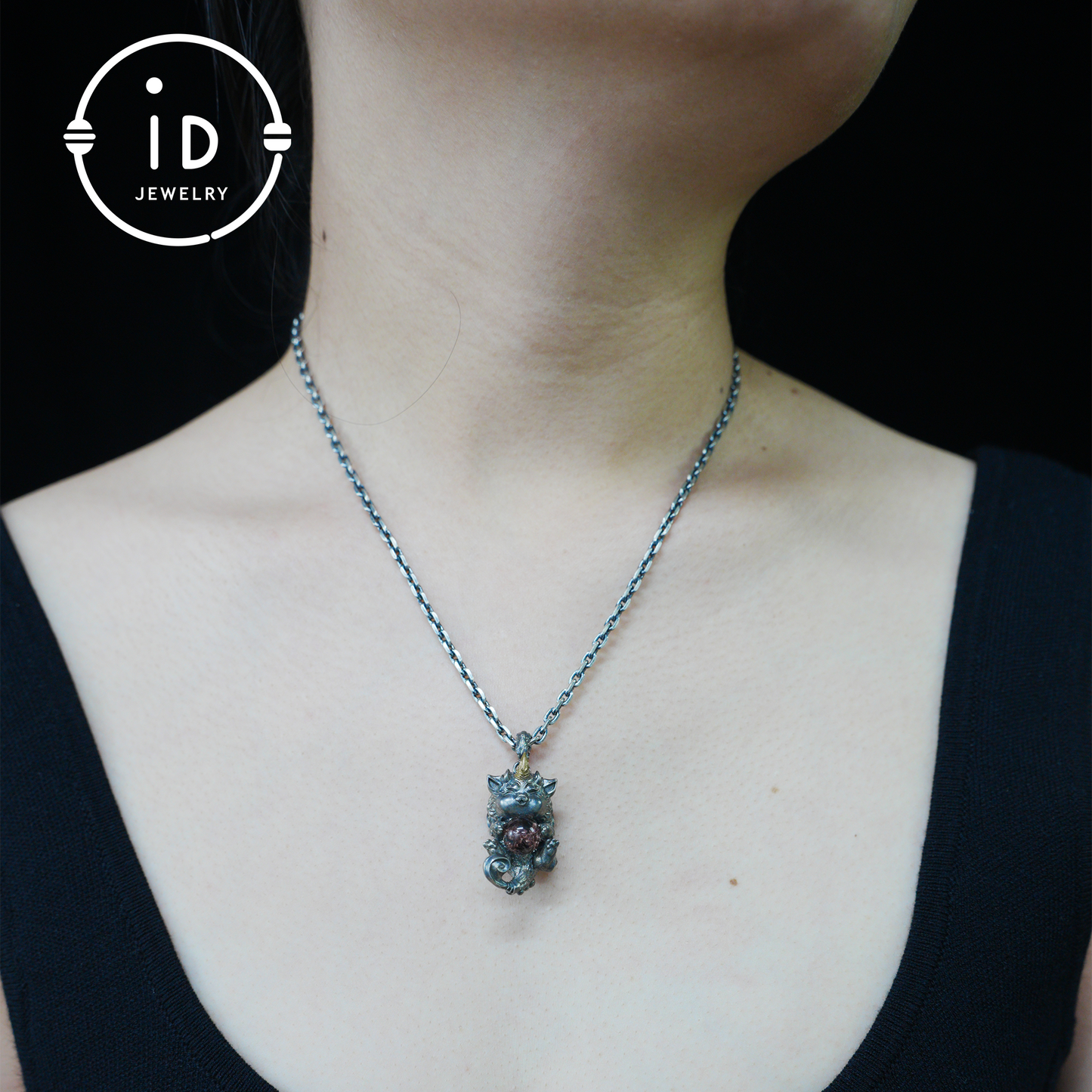 Mystical Chinese Pixiu Guardian Pendant – Sterling Silver Wish-Beast Amulet with Phantom Quartz – Spiritual Totem Jewelry