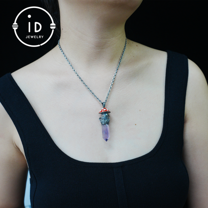 Fairy Tale Mushroom House Necklace Inspired by Childhood Dreams | Handmade Crystal Fairy Pendant Full of Memories & Imagination