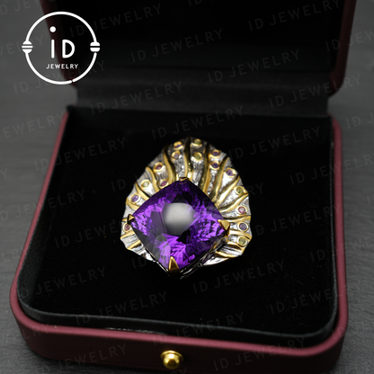 Natural amethyst brooch pendant dual-purpose| vintage style| luxury amethyst jewelry| women's gift