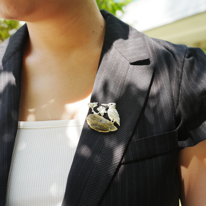 Libyan Desert Glass Bird Pendant Brooch | 925 Silver Handmade Jewelry