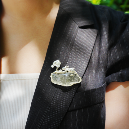 Libyan Desert Glass Rabbit Pendant Brooch | 925 Silver Fairytale Jewelry Gift for Her