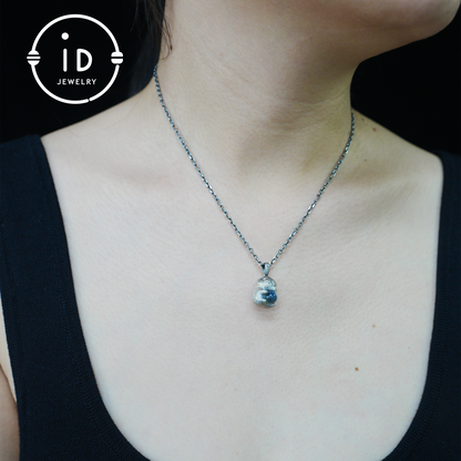 Moon Rabbit Necklace in Sterling Silver – Blue Labradorite Wishing Pendant – Spiritual Animal Totem Jewelry – Cute Bunny Charm for Inner Peace