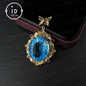 Mystic Blue Topaz Pendant| Handmade Jewelry| Baroque Style| 18K Gold Plated Silver| Luxury Statement Pendant| Fantasy Gift| Gemstone Jewelry